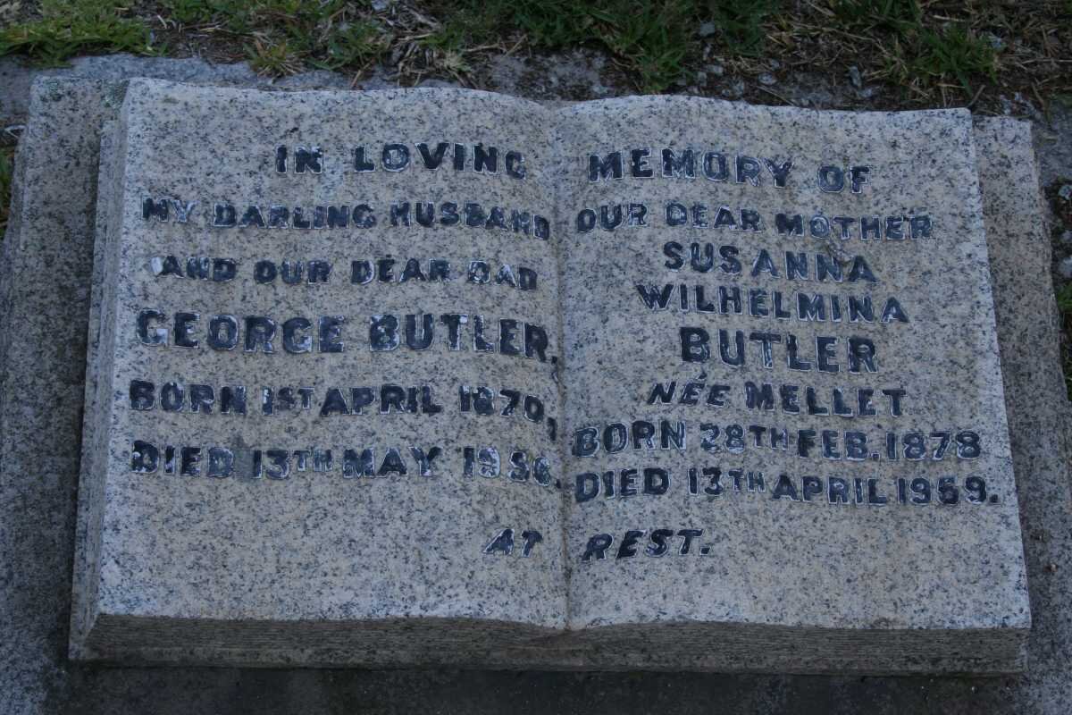 BUTLER George 1870-1956 &amp; Susanna Wilhelmina MELLET 1878-1959