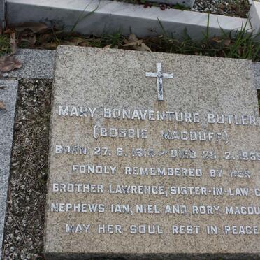 BUTLER Mary Bonaventure nee McDUFF 1914-1965