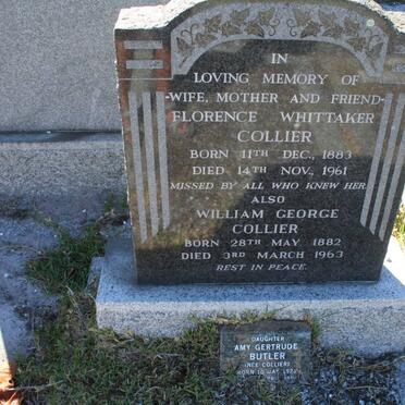 COLLIER William George 1882-1963 &amp; Florence Whittaker 1883-1961 :: BUTLER Amy Gertrude nee COLLIER 1921-1997