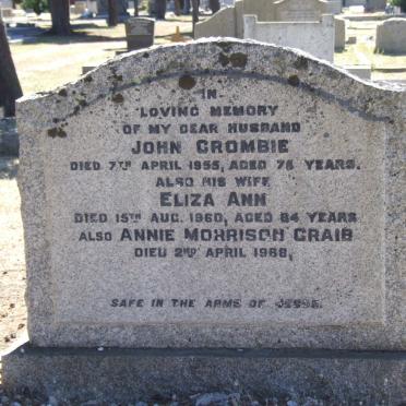 CROMBIE John -1955 &amp; Eliza Ann -1960 :: CRAIB Annie Morrison -1968
