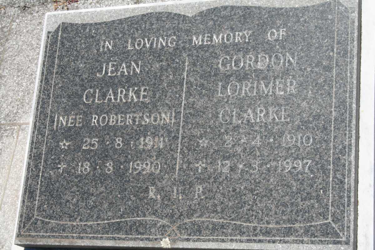 CLARKE Gordon Lorimer 1910-1997 &amp; Jean ROBERTSON 1911-1990