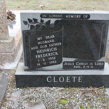 CLOETE Heinrich Frederick 1932-1982