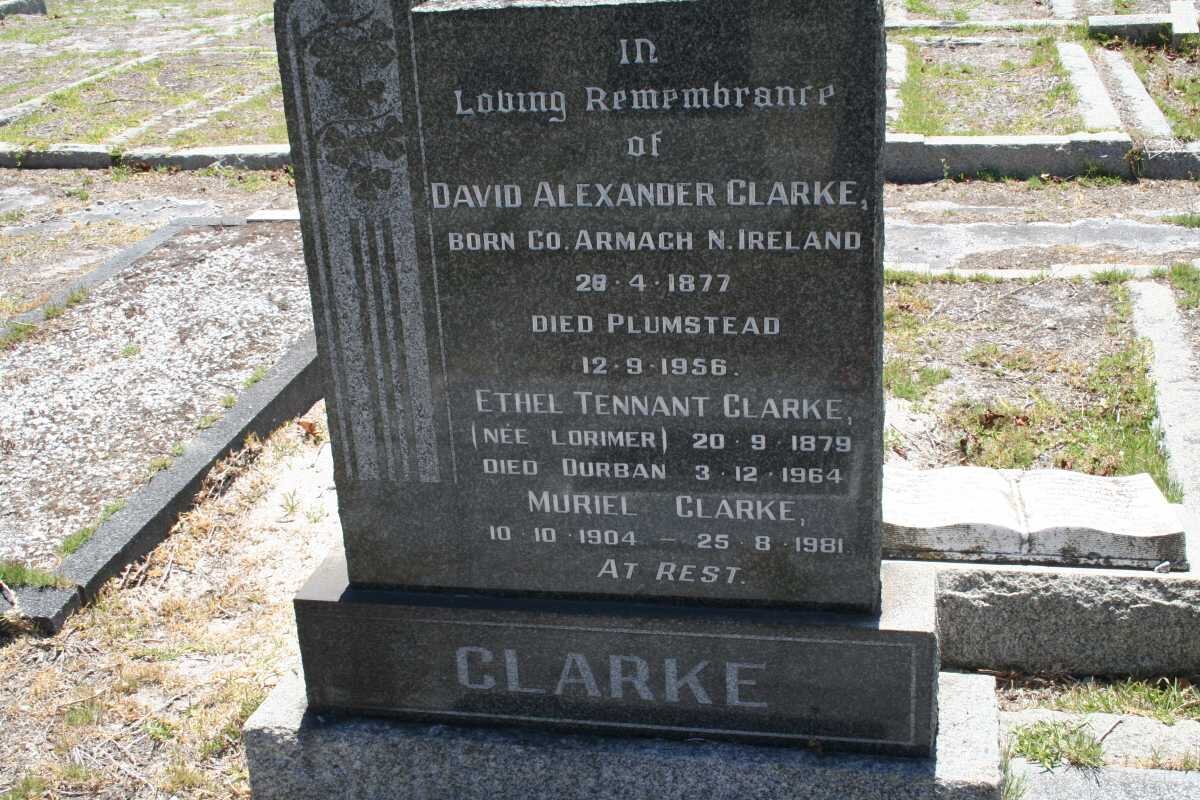 CLARKE David Alexander 1877-1956 &amp; Ethel Tennant LORIMER 1879-1964 :: CLARKE Muriel 1904-1981