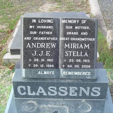 CLASSENS Andrew J.J.E. 1910-1988 &amp; Miriam Stella 1913-2008