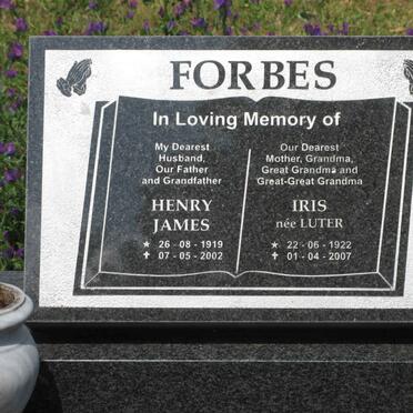 FORBES Henry James 1919-2002 &amp; Iris LUTER 1922-2007