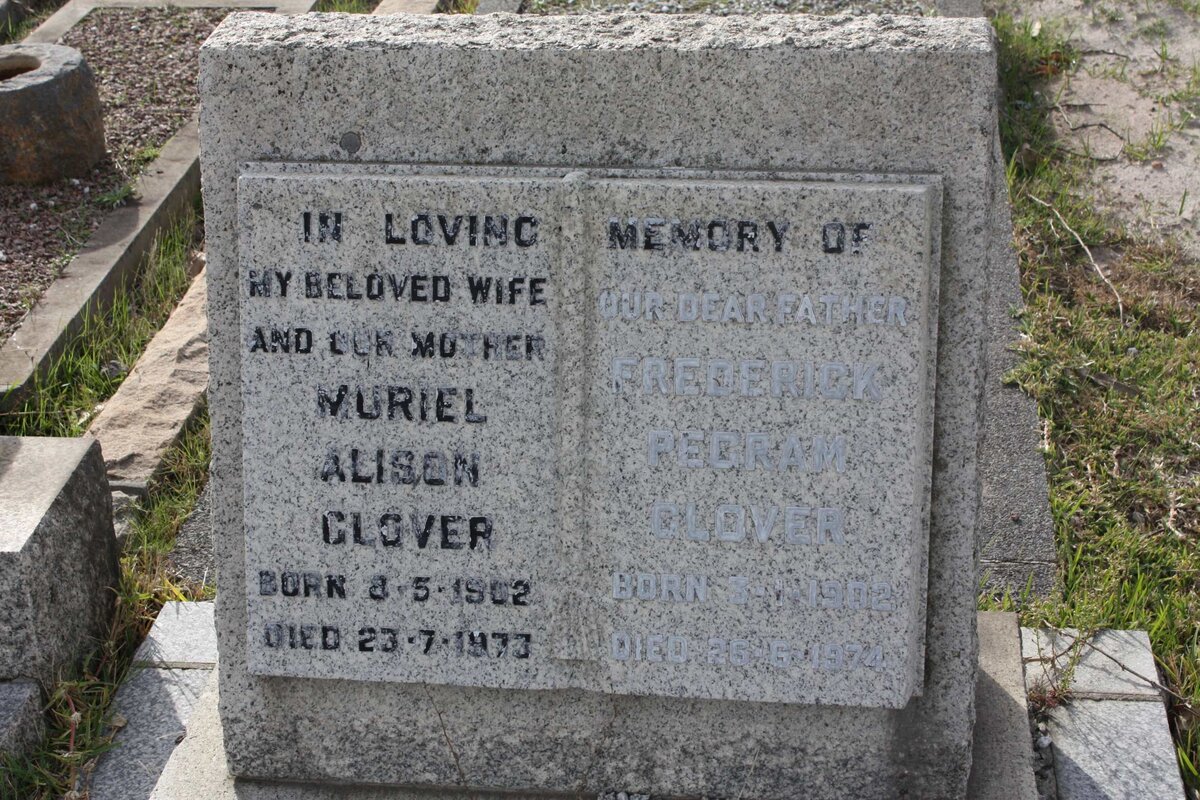 GLOVER Frederick Pegram 1902-1974 &amp; Muriel Alison 1902-1973