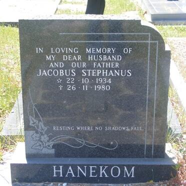 HANEKOM Jacobus Stephanus 1934-1980