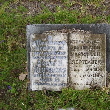 HENDRICKS Arend H. -1931 :: SEPTEMBER Martin John 1898-1964