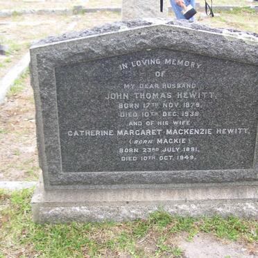 HEWITT John Thomas 1879-1938 &amp; Catherine Margaret Mackenzie MACKIE 1881-1949