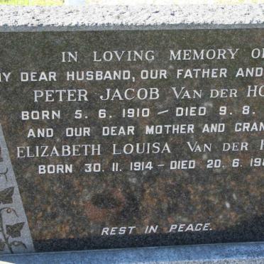 HORN Peter Jacob, van der 1910-1969 &amp; Elizabeth Louisa 1914-1982