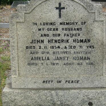 HOMAN John Hendrik -1964 &amp; Amelia Janet -1971