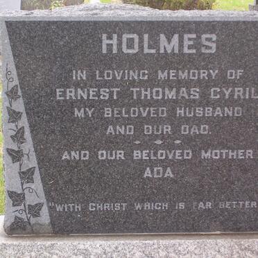 HOLMES Ernest Thomas Cyril &amp; Ada