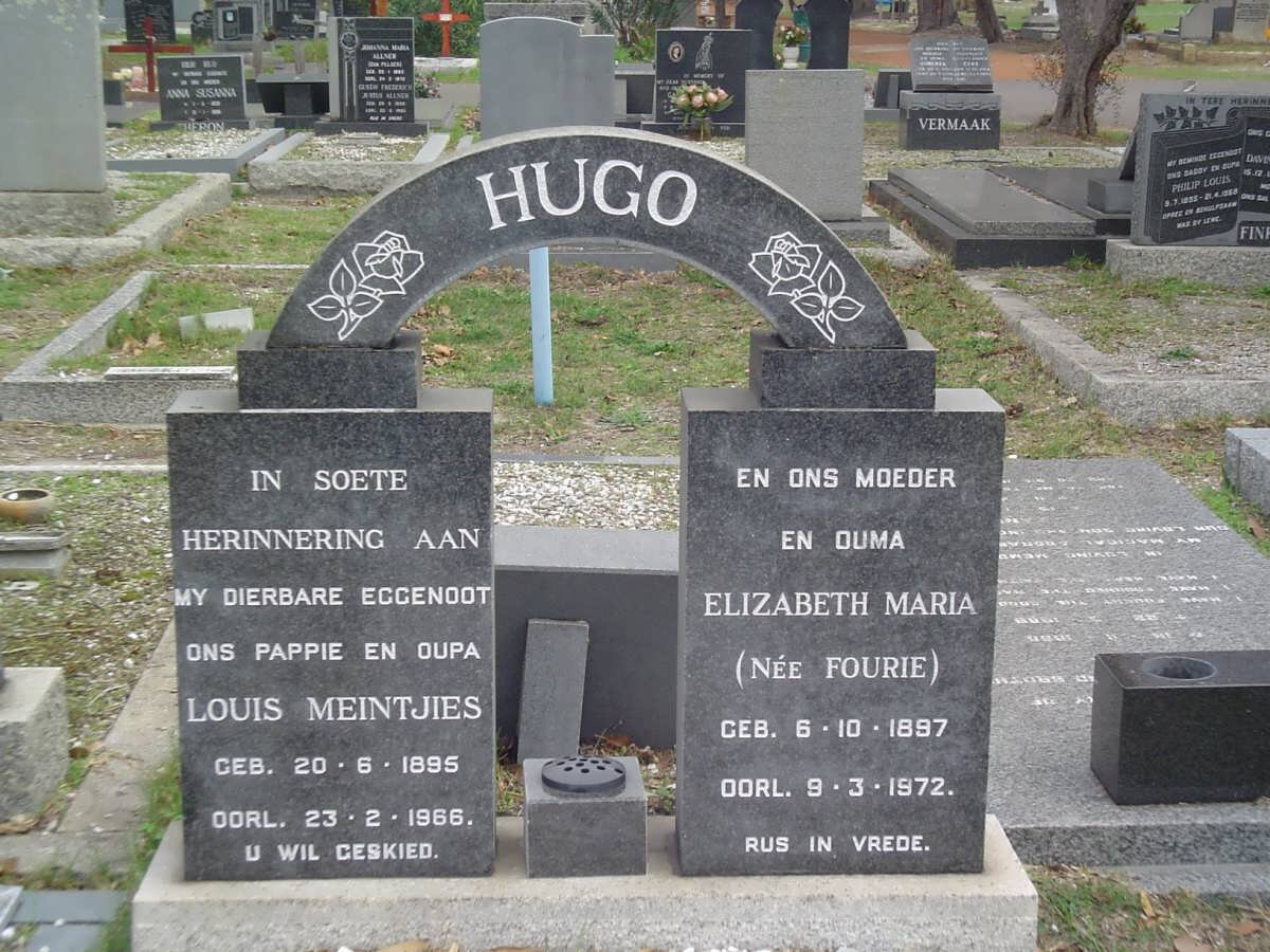 HUGO Louis Meintjies 1895-1966 &amp; Elizabeth Maria FOURIE 1897-1972