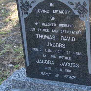 JACOBS Jacoba -1918 ::JACOBS Thomas David 1915-1985 