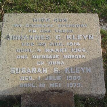 KLEYN Johannes G. 1914-1966 &amp; Susarah S. 1909-1979