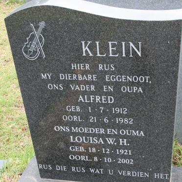 KLEIN Alfred 1912-1982 &amp; Louisa W.H. 1921-2002