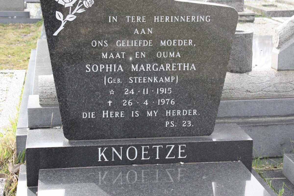 KNOETZE Sophia Margaretha nee STEENKAMP 1915-1976