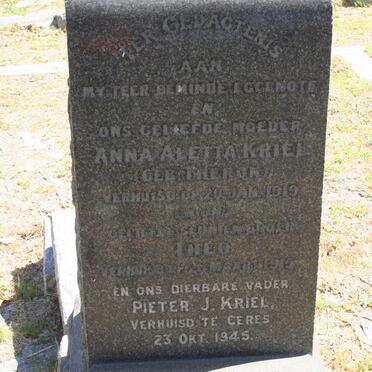 KRIEL Pieter J. -1945 &amp; Anna Aletta THERON -1919 :: KRIEL Theo -1915