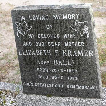 KRAMER Elizabeth F. nee BALL  1897-1973