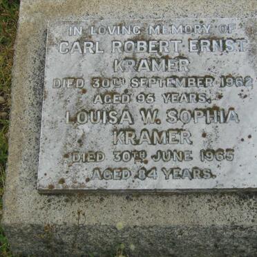 KRAMER Carl Robert Ernst -1962 &amp; Louisa W. Sophia -1965