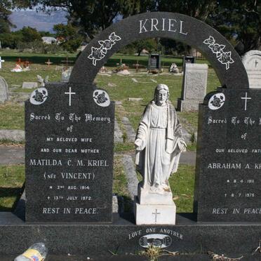 KRIEL Abraham A. 1911-1975 &amp; Matilda C.M. VINCENT 1914-1972