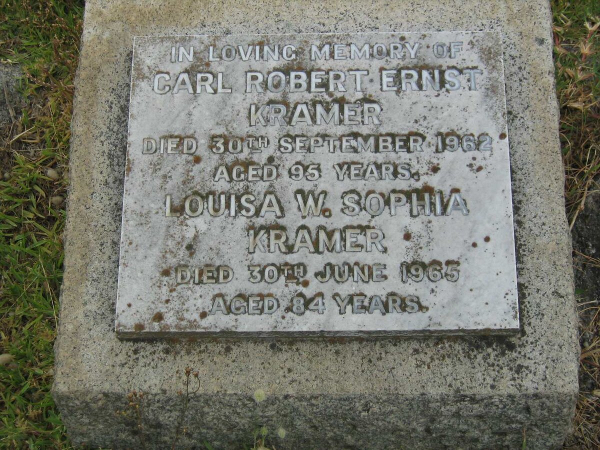 KRAMER Carl Robert Ernst -1962 &amp; Louisa W. Sophia -1965