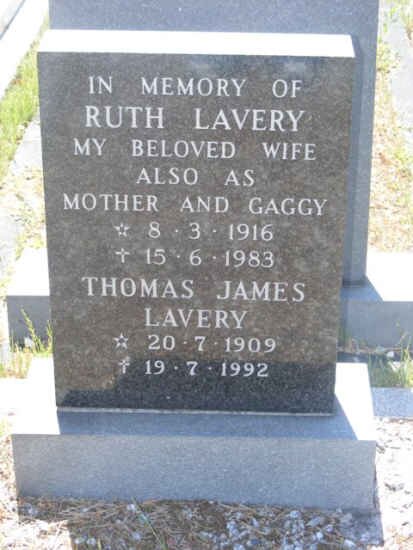 LAVERY Thomas James 1909-1992 &amp; Ruth 1916-1983