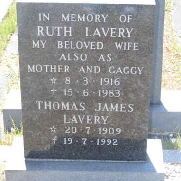 LAVERY Thomas James 1909-1992 &amp; Ruth 1916-1983