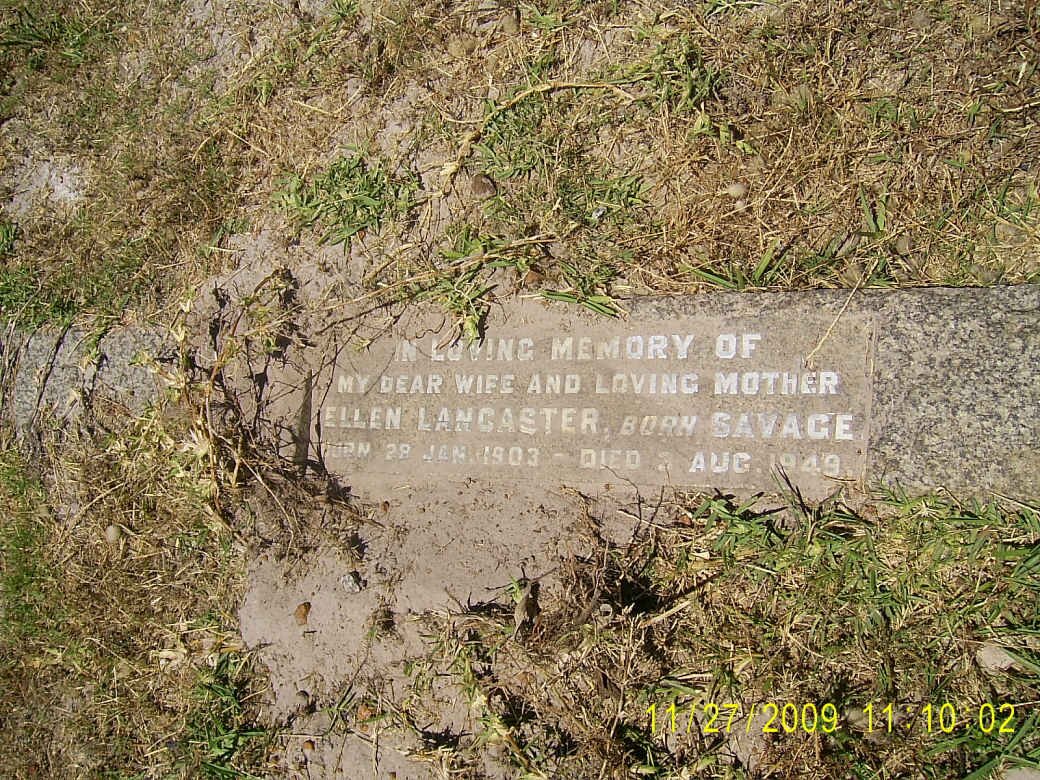 LANCASTER Ellen nee SAVAGE 1903-1949