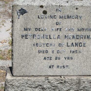 LANGE Petronella Hendrina, de -1952