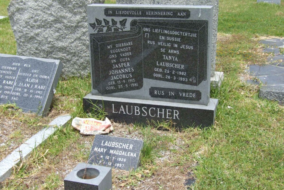 LAUBSCHER Jasper Johannes Jacobus 1915-1981 :: LAUBSCHER Mary Magdalena 1926-1997 :: LAUBSCHER 1982-1993