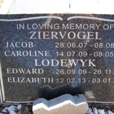 LODEWYK Edward 1909-2001 &amp; Elizabeth 1913-2002 :: ZIERVOGEL Jacob 1907-1995 &amp; Caroline 1909-1998 
