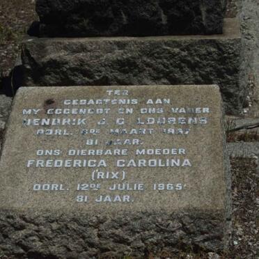 LOURENS Hendrik J.G. -1967 &amp; Frederica Carolina -1965
