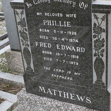MATHEWS Fred Edward 1919-1979 & Phillie 1926-1974