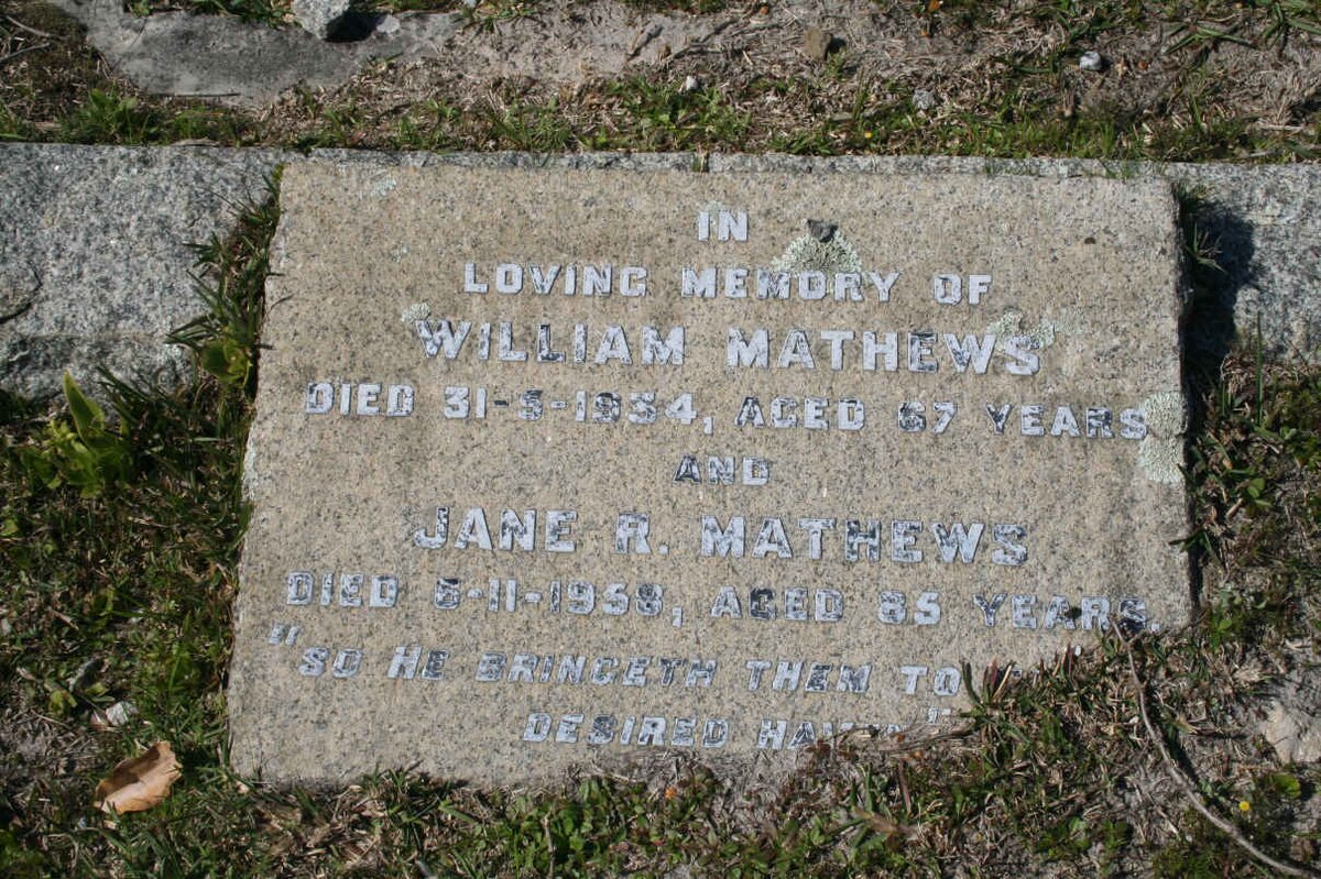 MATHEWS William -1947 & Jane R. -1958