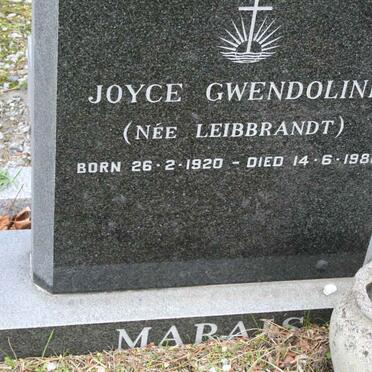 MARAIS Joyce Gwendoline nee LEIBBRANDT 1920-1981