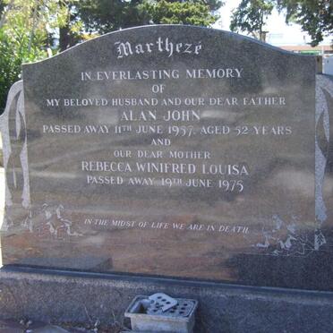 MARTHEZE Alan John -1957 & Rebecca Winifred Louisa -1975