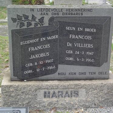 MARAIS Francois Jakobus 1907-1962 & Francina Elizabeth 1912-1993 :: MARAIS Francois De Villiers 1947-1962