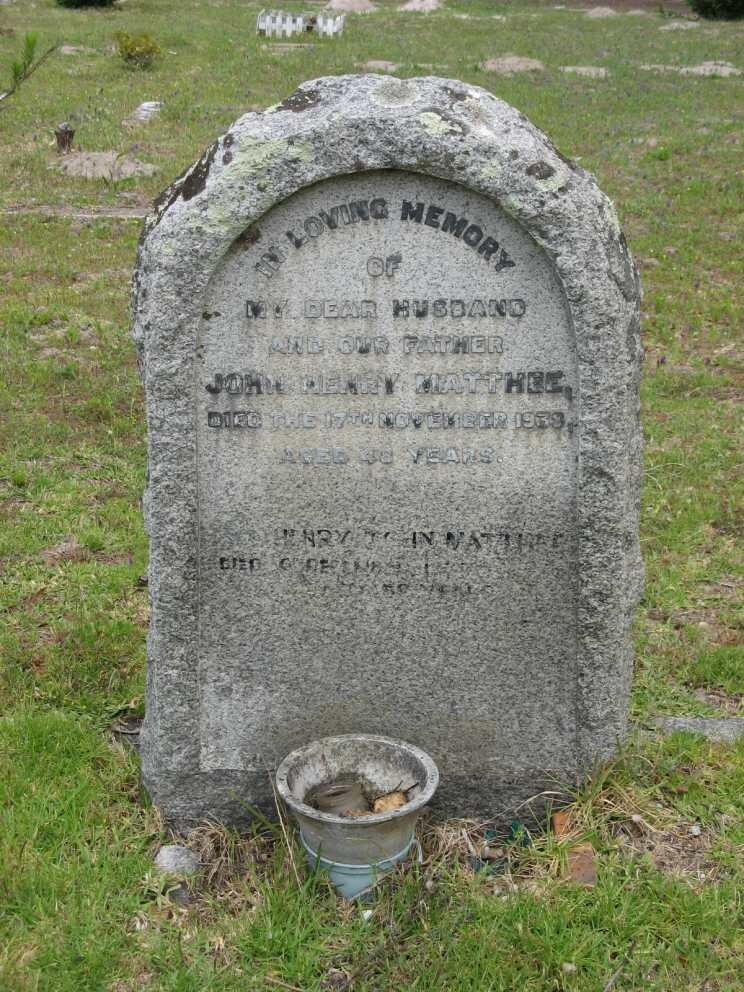 MATTHEE John Henry -1938 :: MATTHEE Henry ? 