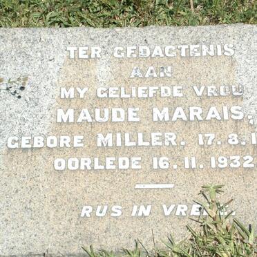 MARAIS Maude nee MILLER 1906-1932