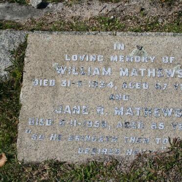 MATHEWS William -1947 & Jane R. -1958