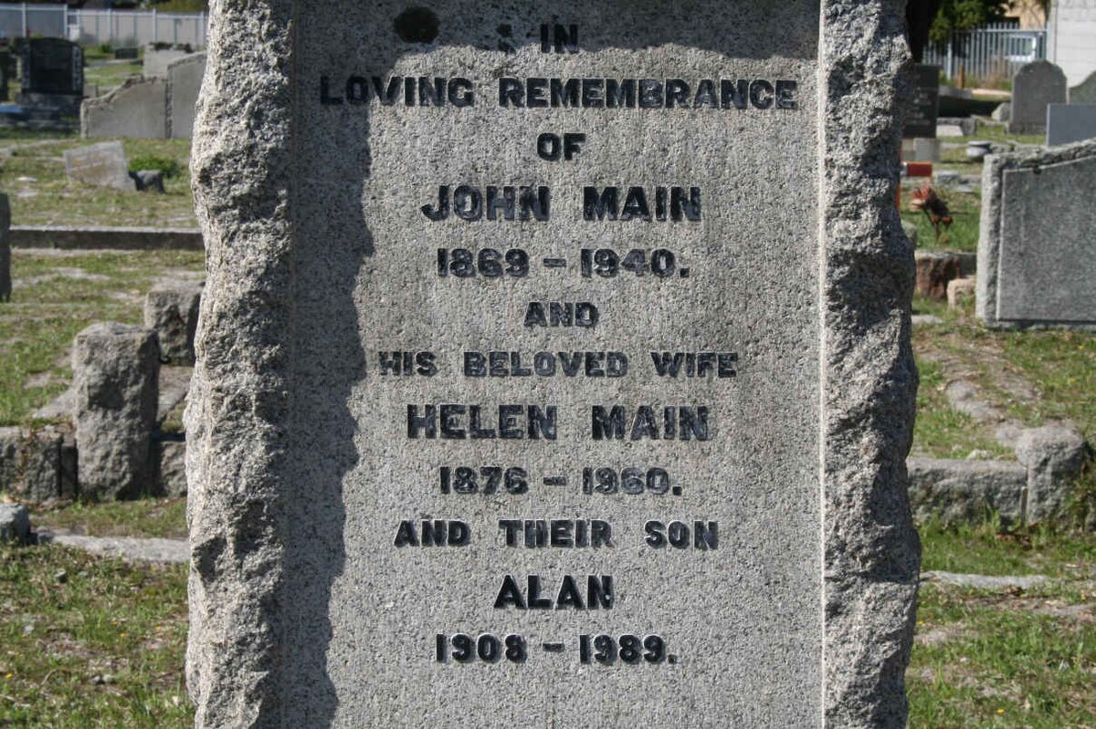 MAIN John 1869-1940 & Helen 1876-1960 :: MAIN Alan 1908-1989