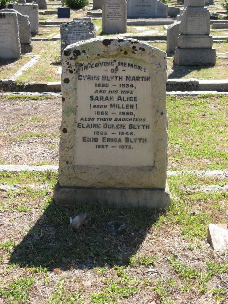 MARTIN Cyrus Blyth 1880-1934 & Sarah Alice MILLER 1882-1950 :: MARTIN Elaine Dulcie Blyth 1895-1948 ::MARTIN Enid Erica Blyth 1897-1975
