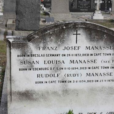 MANASSE Franz Josef 1872-1949 & Susan Louisa BOTHA 1894-1972 :: MANASSE Rudolf 1934-1975 :: MANASSE Franz -1949 :: MANASSE Ernest H. -1998