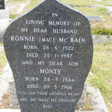 MCBAIN Ronnie 1922-1987:: MCBAIN Monty 1944-1966