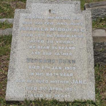 MCDOUGALL Isabella -1950 :: DUNN Bernard -1959 & Jane -1965