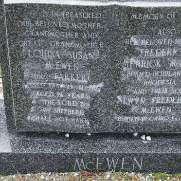 MCEWEN Frederick Merrick & Louisa Susan PARKER -1980 :: MCEWEN Alwyn Frederick