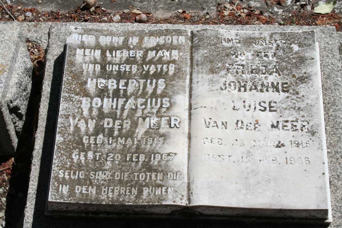 MEER Hubertus Bonifacius, van der 1915-1967 & Frieda Johanne Luise 1916-1986