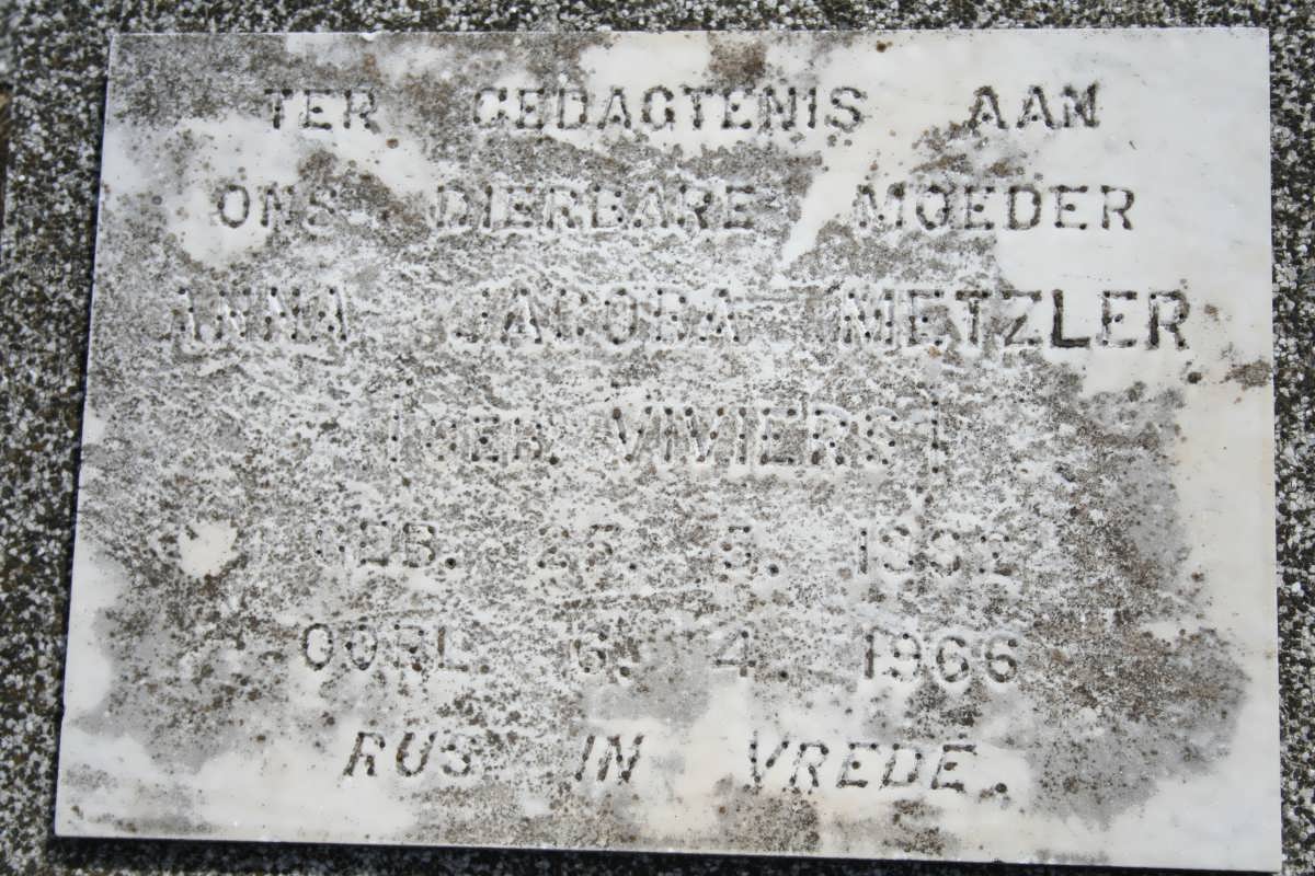 METZLER Anna Jacoba nee VIVIERS 1882-1966