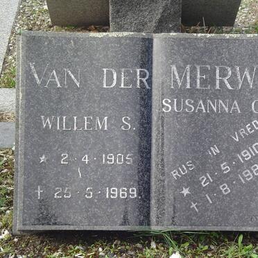 MERWE Willem S., van der 1905-1969 & Susanna C. 1910-1987